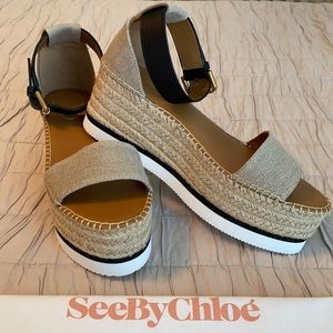 Authentic SeeByChloé Glyn Platform Espadrille Sandal
